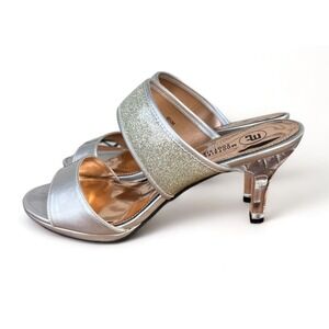 Mootsies‎ Tootsies Women's Size 9.5M Silver Sparkle Sandals Acrylic Heels Shoes